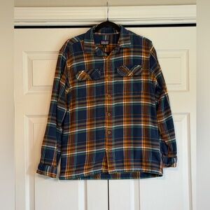 Patagonia Blue and Orange Plaid Shirt